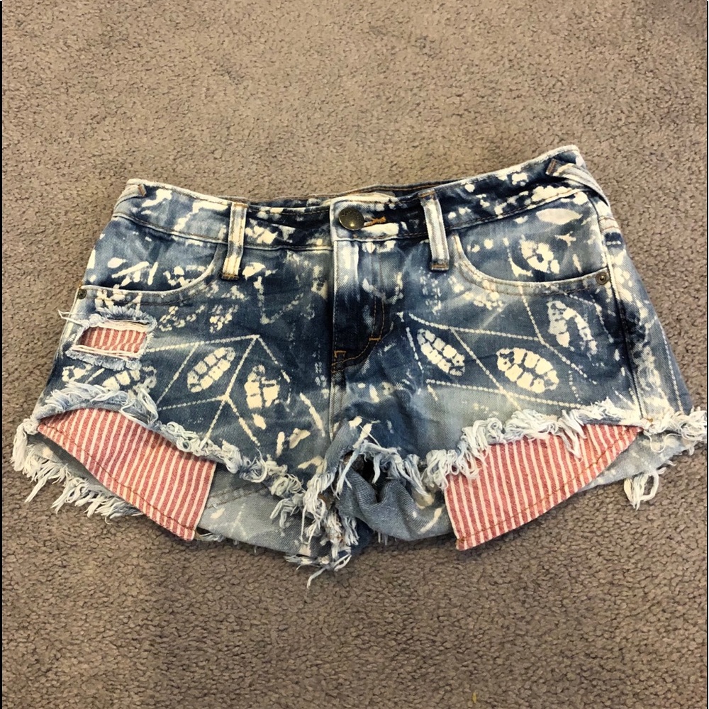 Free People printed denim shorts